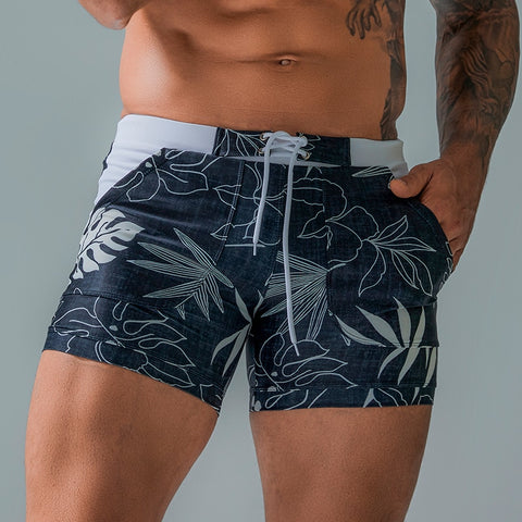 Heavywood Polynesian Flower Quick Drying Swimwear Shorts